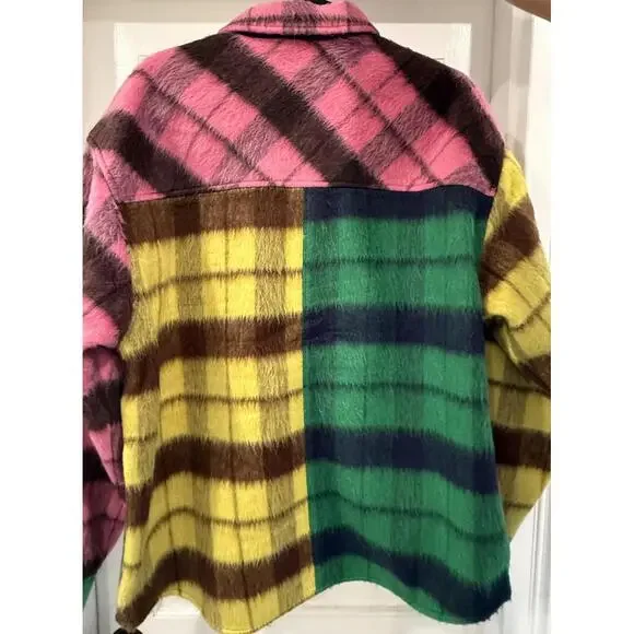 NWT - Beautiful Plaid Colorful Fuzzy Shacket - Teddy Fresh - L - Picture 6 of 7